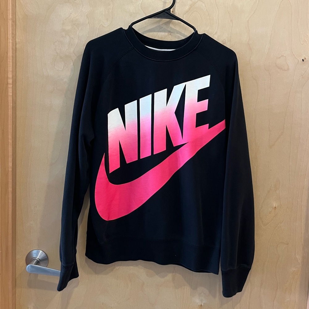 Nike Black and Pink Crewneck Sweater